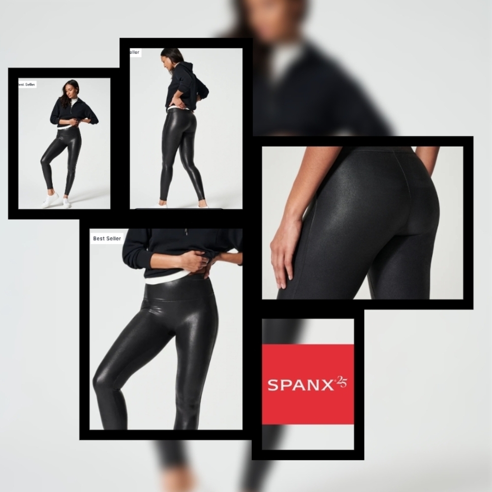 ✨️ SPANX Infamous Blaxk Faux Leather  High-Waisted Compression Leggings ✨️